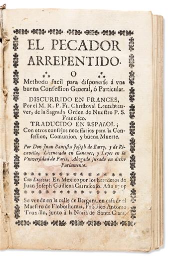 Leutbrewer, Christoph trans. Juan Bautista José de Barry. El Pecador Arrepentido.